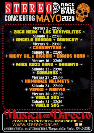 MAYO 2025 CONCIERTOS STEREO ROCK LOGROÑO MÚSICA