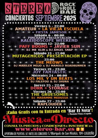 SETIEMBRE STEREO ROCK BAR CONCIERTO LOGROÑO MÚSICA DIRECTO
