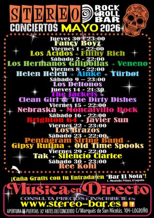MAYO 2026 STEREO ROCK BAR LOGRO&Ntilde;O CONCIERTO M&Uacute;SICA DIRECTO