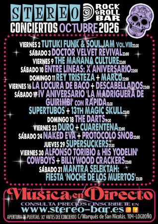 OCTUBRE 26 CONCIERTOS STEREO ROCK BAR LOGRO&Ntilde;O M&Uacute;SICA DIRECTO