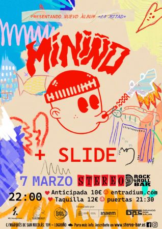 MINI&Ntilde;O SLIDE STEREO ROCK BAR LOGRO&Ntilde;O CINCIERTOS M&Uacute;SICA LIVE