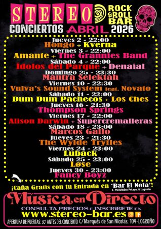 ABRIL STEREO ROCK BAR LOGRO&Ntilde;O CONCIERTO M&Ntilde;USICA VIVO