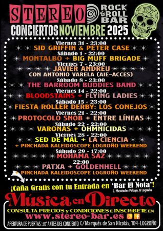 NOVIEMBRE  STEREO ROCK BAR LOGROÑO CONCIERTO MÑUSICA VIVO