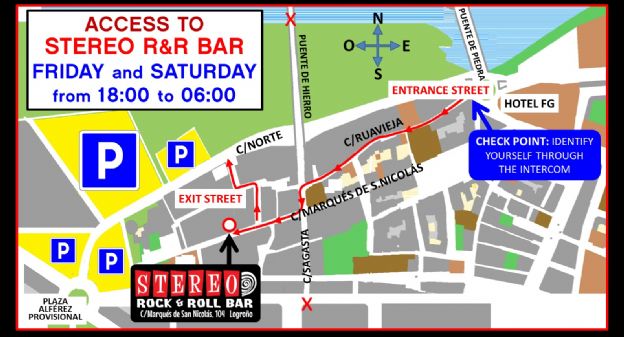 mapa acceso bar stereo rock bar logroño