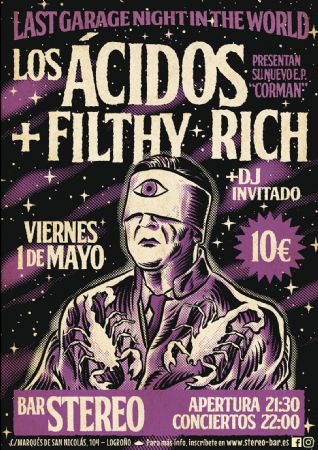 &Aacute;CIDOS FILTHY STEREO ROCK BAR LOGRO&Ntilde;O CONCIERTO M&Uacute;SICA VIVO